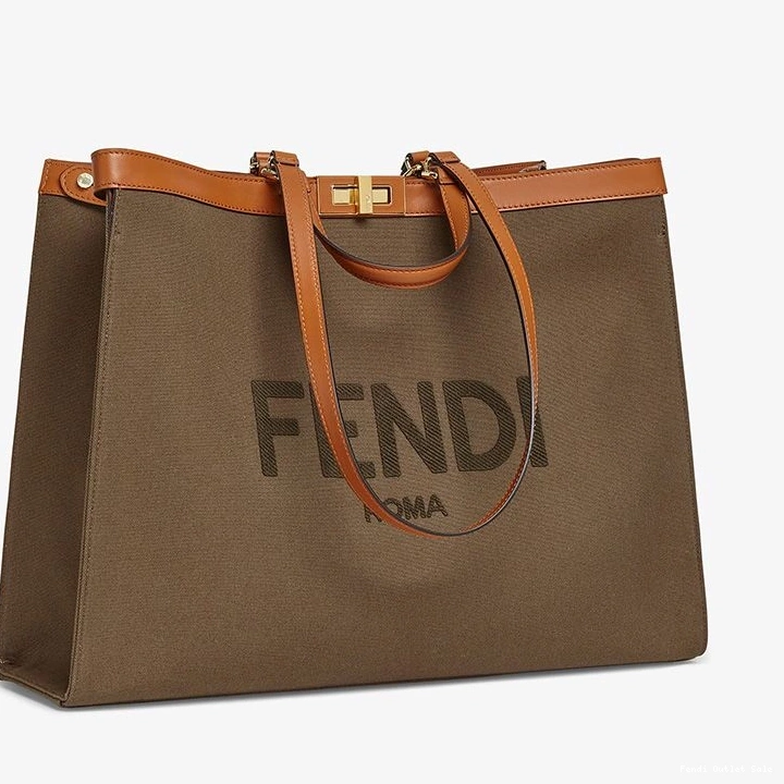 Cheap Brown In Peekaboo ROMA Logo Medium Fendi X-Tote Canvas 0728